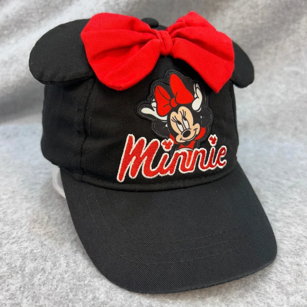 Minnie Mouse Kids Black Disney Baseball Hat 3D Ears and Bow OSFM
